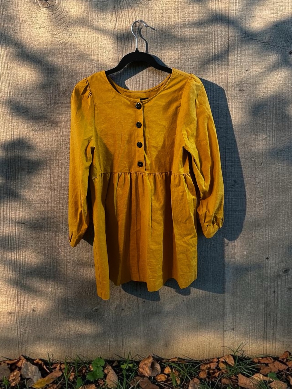 Sézane Mustard Yellow Linen Blend Mini Dress Top Size 38 US 6